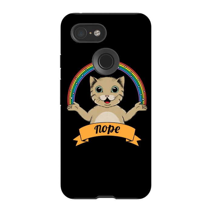 Pixel 3 StrongFit Cat nope Black by Coffee Man