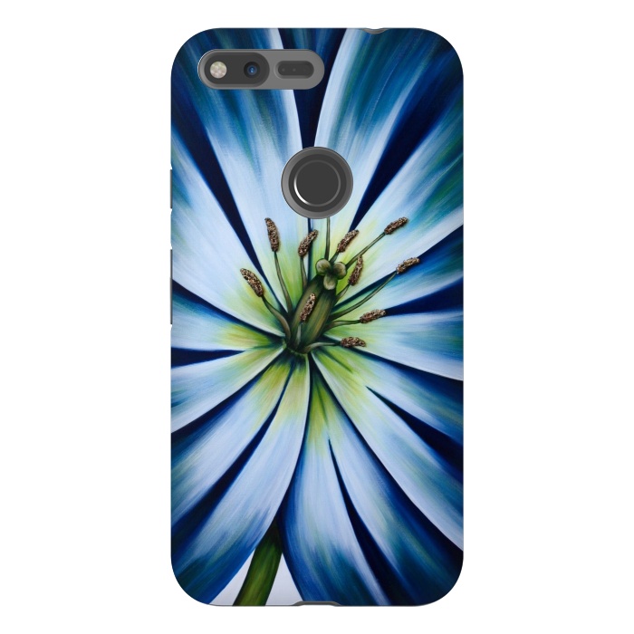 Pixel XL StrongFit Blue Tulip Flower by Denise Cassidy Wood