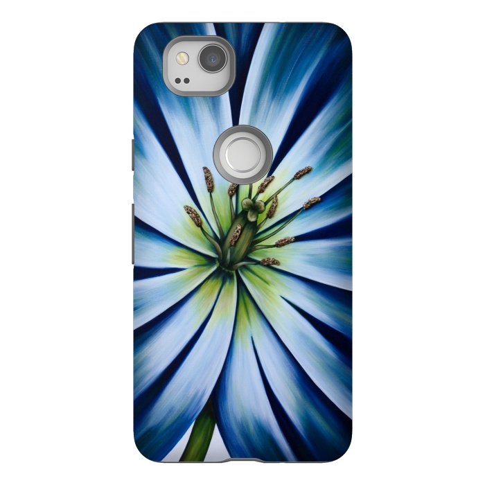 Pixel 2 StrongFit Blue Tulip Flower by Denise Cassidy Wood