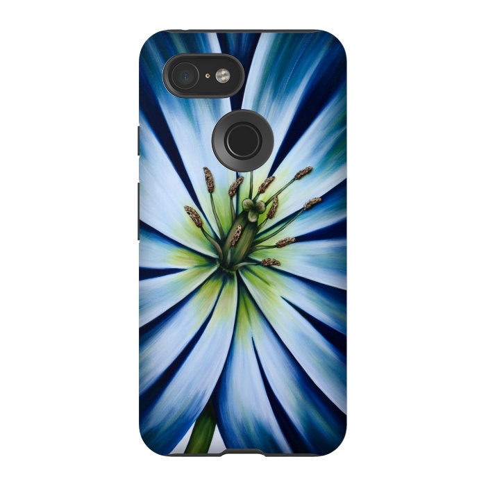 Pixel 3 StrongFit Blue Tulip Flower by Denise Cassidy Wood