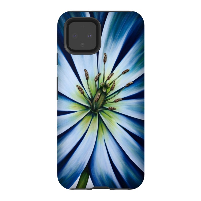 Pixel 4 StrongFit Blue Tulip Flower by Denise Cassidy Wood