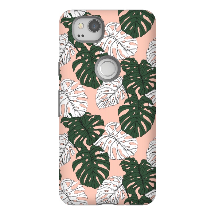 Pixel 2 StrongFit Hand drawing monstera pastel color by Mmartabc