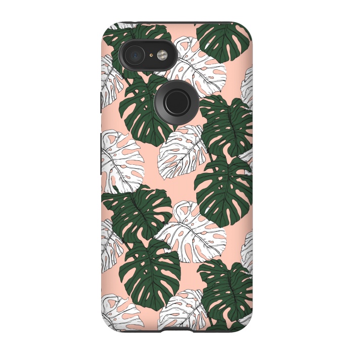 Pixel 3 StrongFit Hand drawing monstera pastel color by Mmartabc