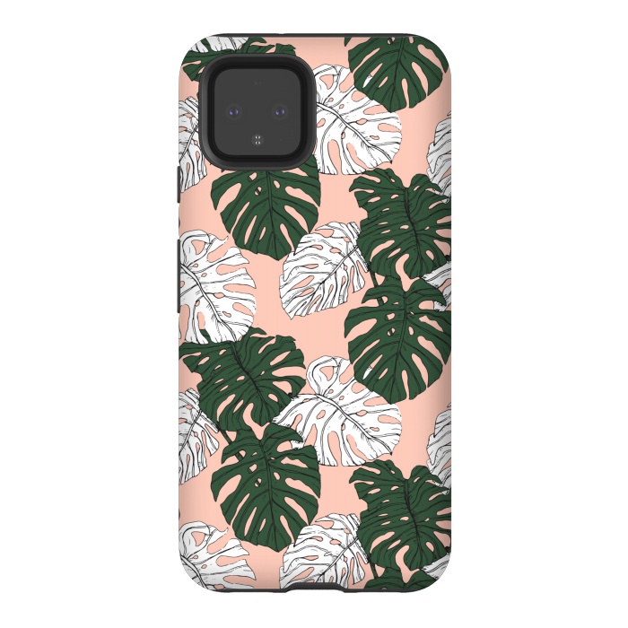 Pixel 4 StrongFit Hand drawing monstera pastel color by Mmartabc