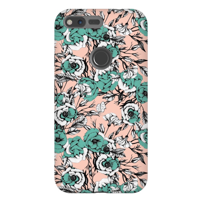 Pixel XL StrongFit Blue and pink floral by Mmartabc