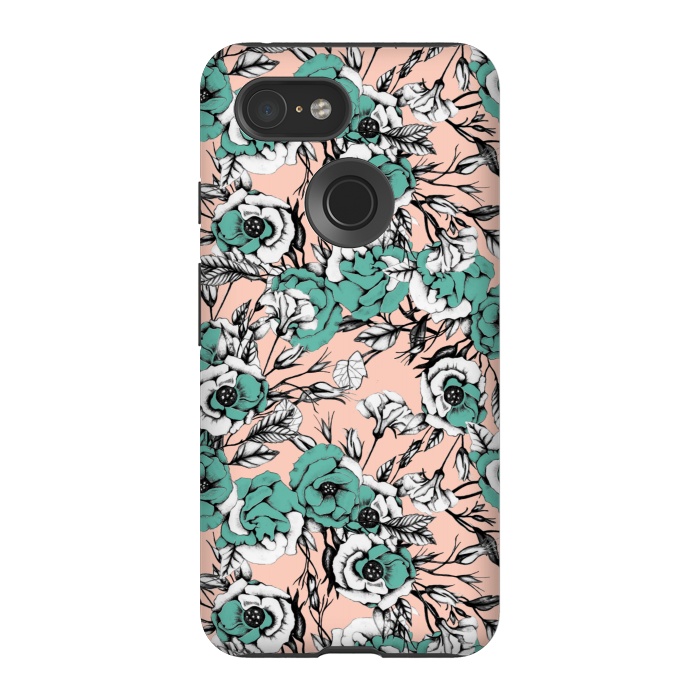 Pixel 3 StrongFit Blue and pink floral by Mmartabc
