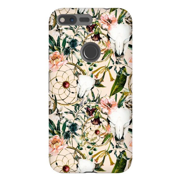 Pixel XL StrongFit Bohemian dreamcatcher and skull floral  by Mmartabc