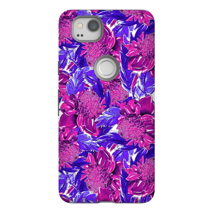 Pixel 2 StrongFit Ultra violet proteas meadow by Mmartabc