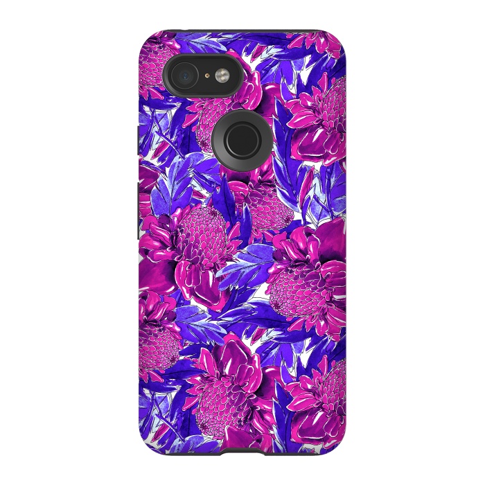 Pixel 3 StrongFit Ultra violet proteas meadow by Mmartabc