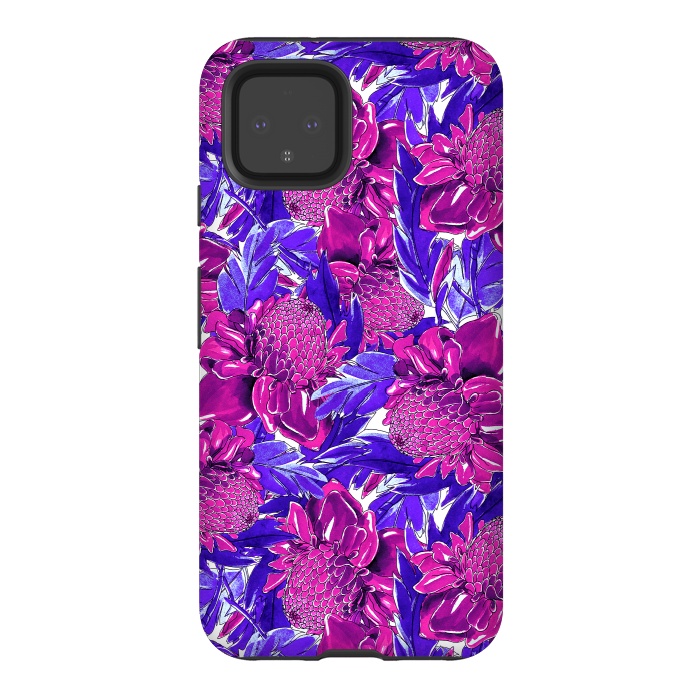 Pixel 4 StrongFit Ultra violet proteas meadow by Mmartabc