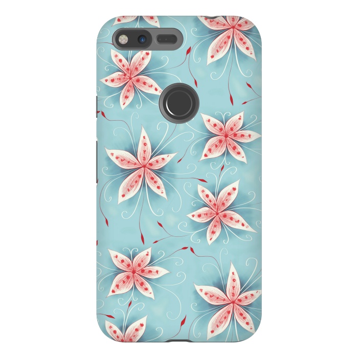 Pixel XL StrongFit Beautiful Abstract Flowers In Red And White by Boriana Giormova