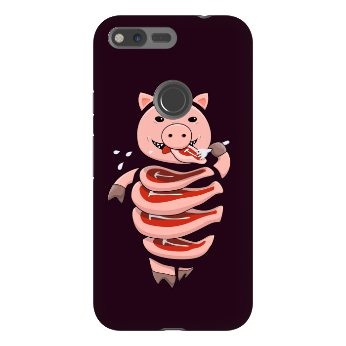 Pixel XL StrongFit Dark Hungry Self Eating Cut In Steaks Pig by Boriana Giormova