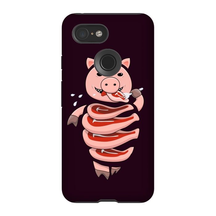 Pixel 3 StrongFit Dark Hungry Self Eating Cut In Steaks Pig by Boriana Giormova