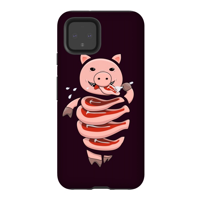 Pixel 4 StrongFit Dark Hungry Self Eating Cut In Steaks Pig by Boriana Giormova