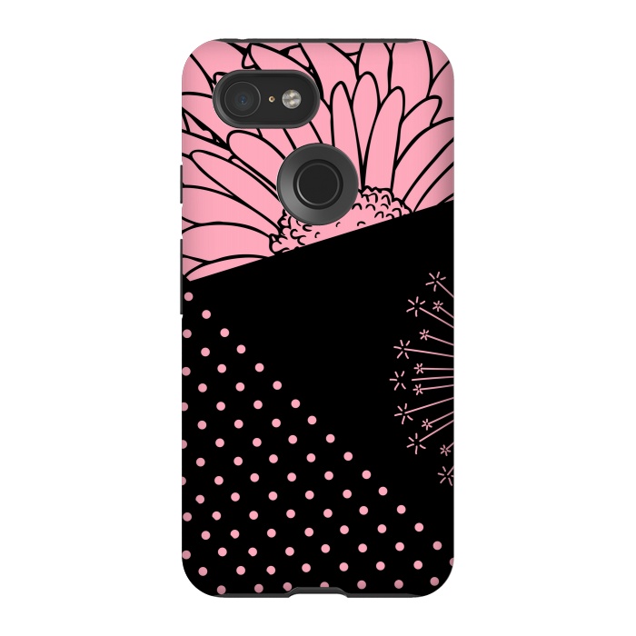 Pixel 3 StrongFit pink floral pattern by MALLIKA