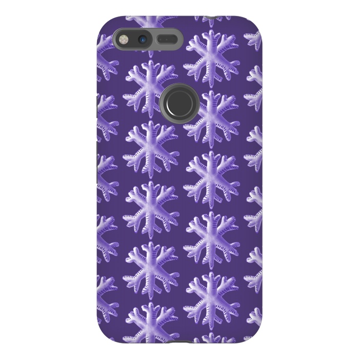 Pixel XL StrongFit Ultra Violet Fluffy Snowflake Pattern by Boriana Giormova