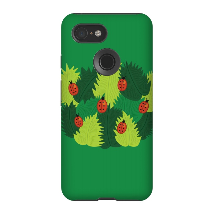 Pixel 3 StrongFit Green Leaves And Ladybugs In Spring by Boriana Giormova