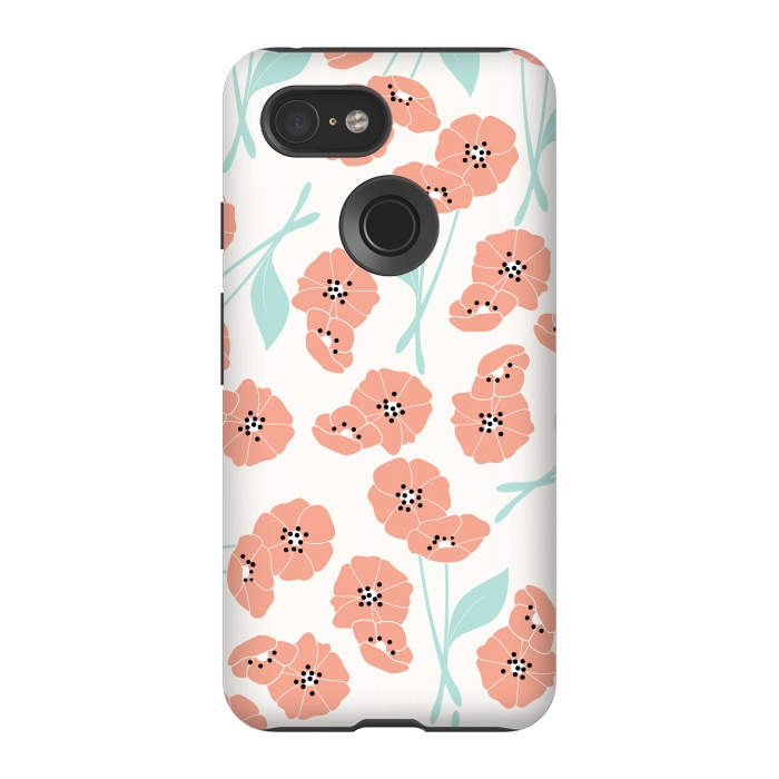 Pixel 3 StrongFit Delicate Flowers White by Jelena Obradovic