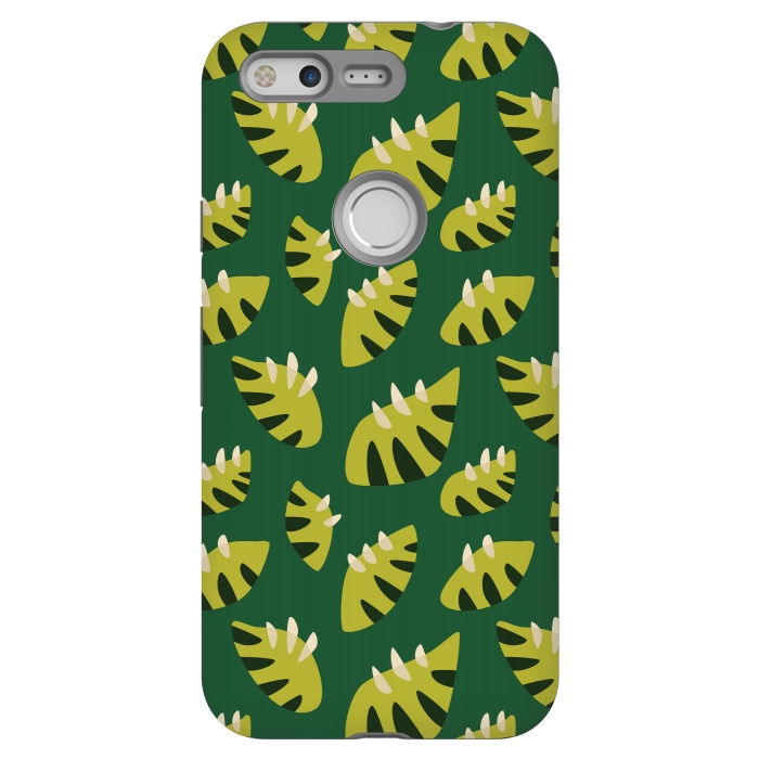 Pixel StrongFit Clawed Abstract Green Leaf Pattern by Boriana Giormova