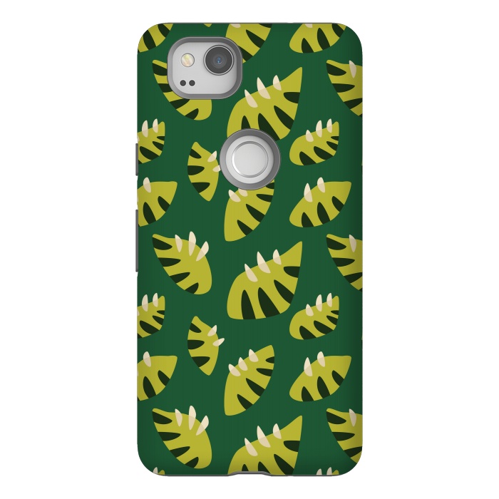 Pixel 2 StrongFit Clawed Abstract Green Leaf Pattern by Boriana Giormova