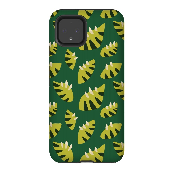 Pixel 4 StrongFit Clawed Abstract Green Leaf Pattern by Boriana Giormova
