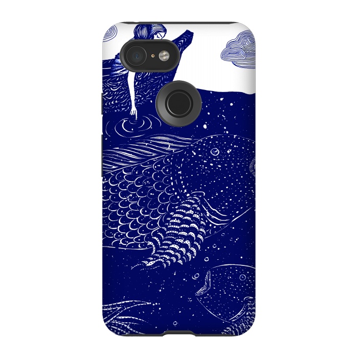 Pixel 3 StrongFit The Blue Shimmering Sea Lights by ECMazur 