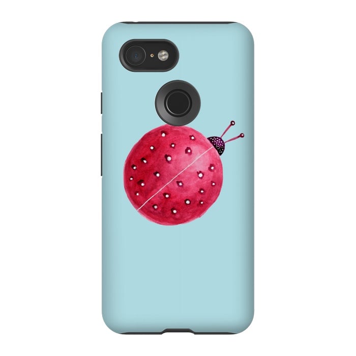 Pixel 3 StrongFit Pretty Spherical Abstract Watercolor Ladybug by Boriana Giormova