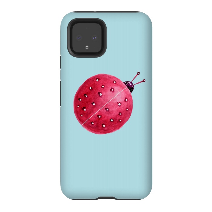 Pixel 4 StrongFit Pretty Spherical Abstract Watercolor Ladybug by Boriana Giormova