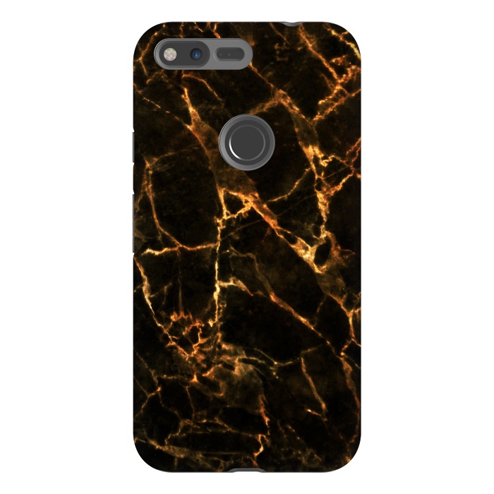 Pixel XL StrongFit Black marble with golden cracks by Oana 