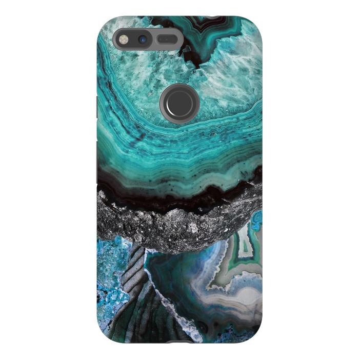 Pixel XL StrongFit Blue turquoise agate marble close up by Oana 