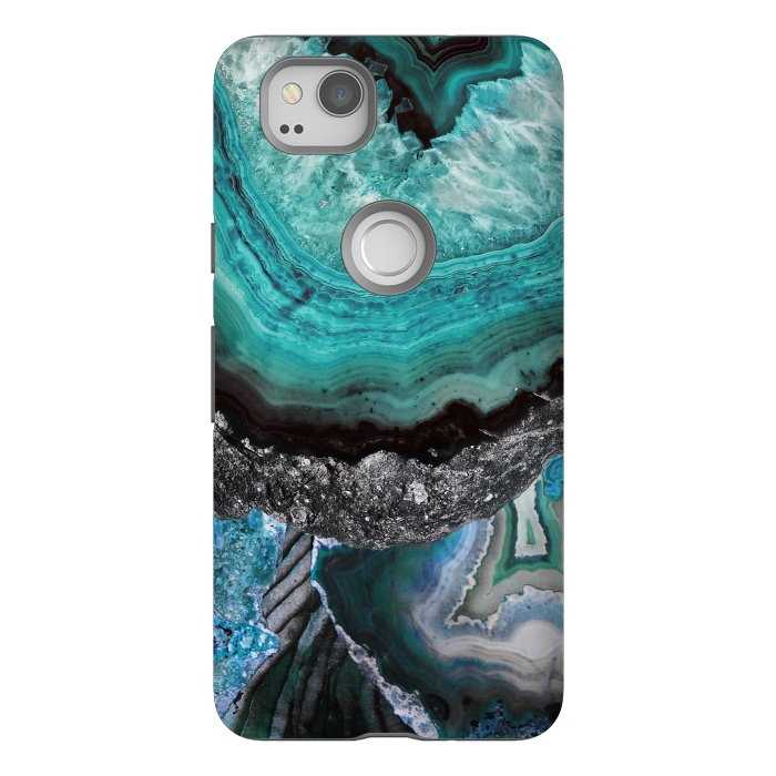 Pixel 2 StrongFit Blue turquoise agate marble close up by Oana 