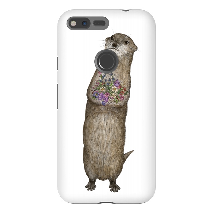 Pixel XL StrongFit Otter and Flowers by ECMazur 