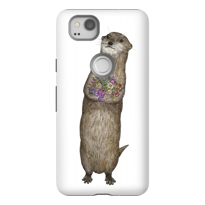 Pixel 2 StrongFit Otter and Flowers by ECMazur 