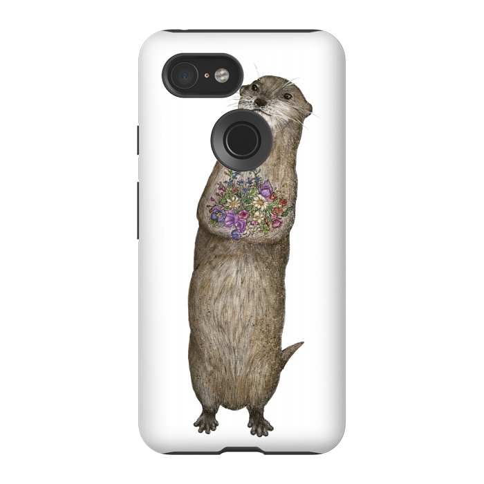 Pixel 3 StrongFit Otter and Flowers by ECMazur 
