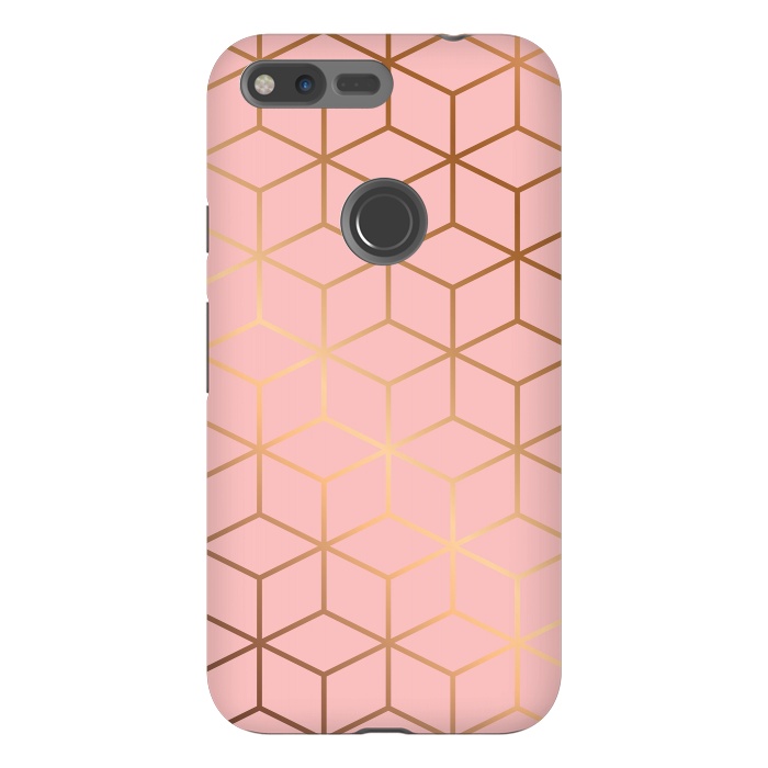 Pixel XL StrongFit Pink & Gold Geometry 011 by Jelena Obradovic
