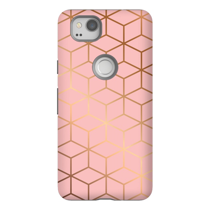 Pixel 2 StrongFit Pink & Gold Geometry 011 by Jelena Obradovic