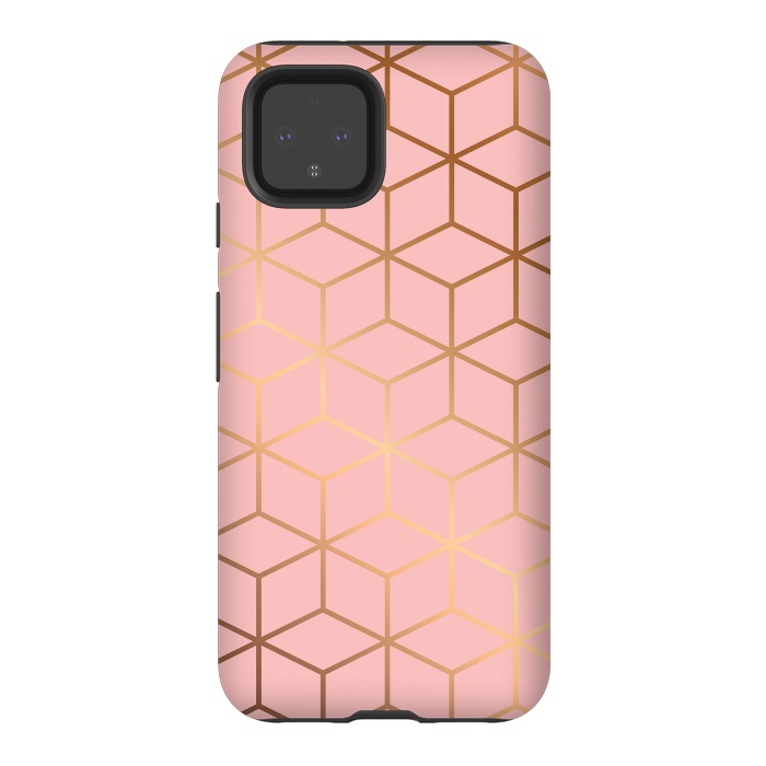 Pixel 4 StrongFit Pink & Gold Geometry 011 by Jelena Obradovic