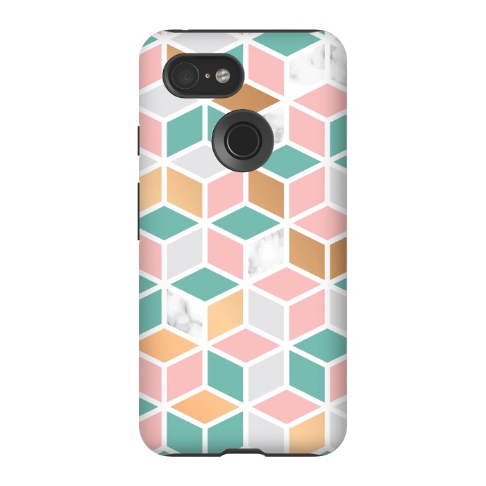 Pixel 3 StrongFit Marble Cube Geometry 050 by Jelena Obradovic