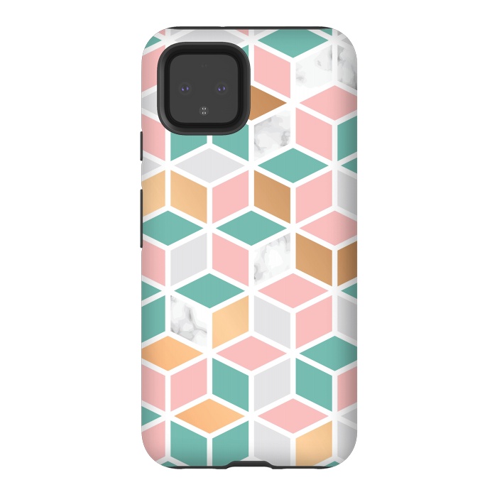 Pixel 4 StrongFit Marble Cube Geometry 050 by Jelena Obradovic