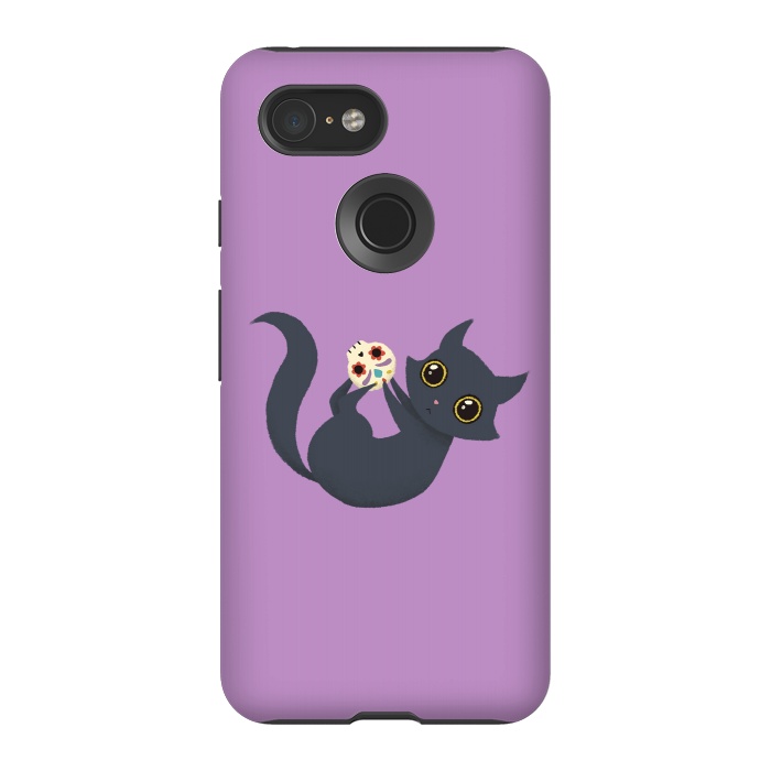Pixel 3 StrongFit Kitty sugar skull by Laura Nagel