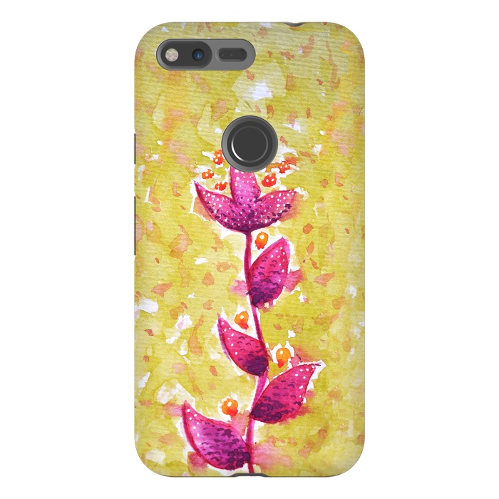 Pixel XL StrongFit Abstract Watercolor Flower In Purple And Green by Boriana Giormova