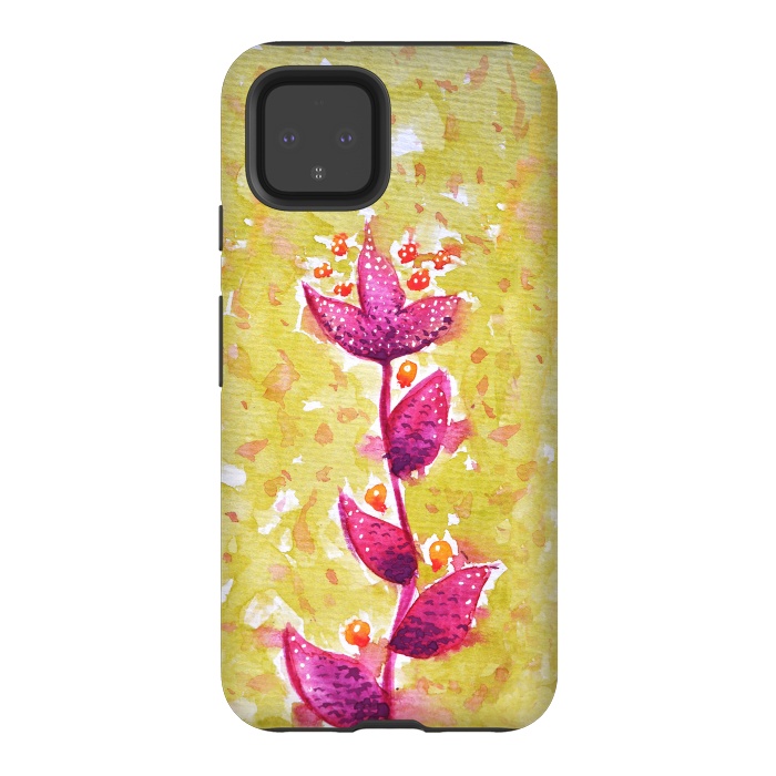 Pixel 4 StrongFit Abstract Watercolor Flower In Purple And Green by Boriana Giormova