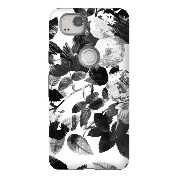 Pixel 2 StrongFit Black and white ink roses by Oana 