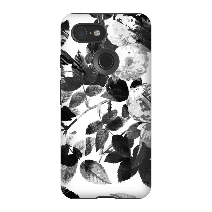 Pixel 3 StrongFit Black and white ink roses by Oana 
