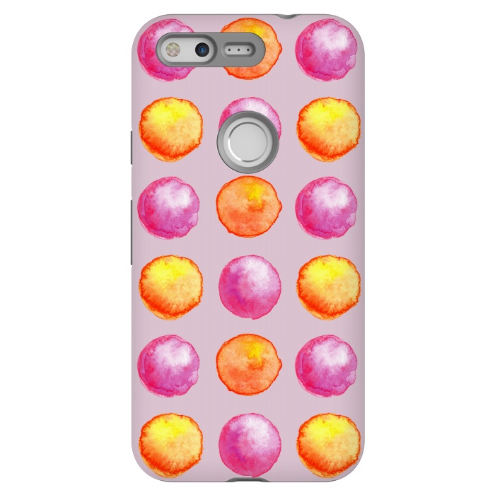 Pixel StrongFit Juicy Watercolor Pink And Orange Spheres Pattern by Boriana Giormova
