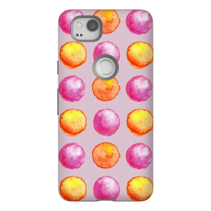 Pixel 2 StrongFit Juicy Watercolor Pink And Orange Spheres Pattern by Boriana Giormova