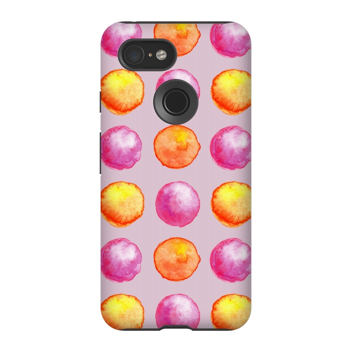 Pixel 3 StrongFit Juicy Watercolor Pink And Orange Spheres Pattern by Boriana Giormova