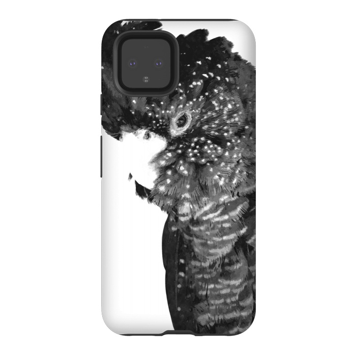 Pixel 4 StrongFit Black and White Cockatoo by Alemi