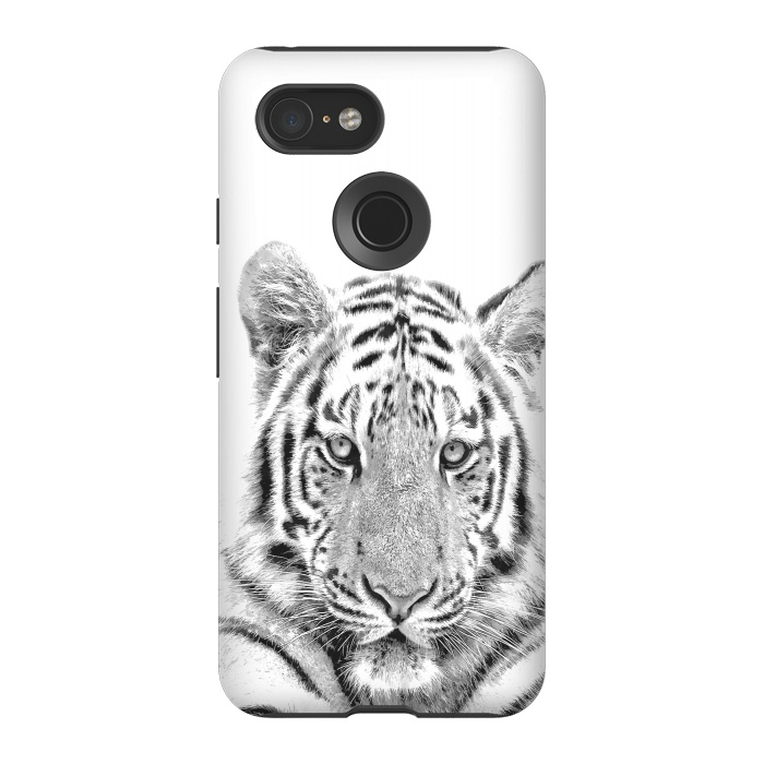 Pixel 3 StrongFit Black and White Tiger by Alemi