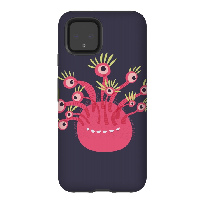 Pixel 4 StrongFit Funny Pink Monster With Eleven Eyes by Boriana Giormova